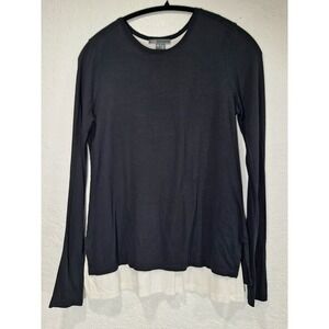 Vince Long Sleeve Top Black With White Layer Minimalist Lightweight‎ Size XS